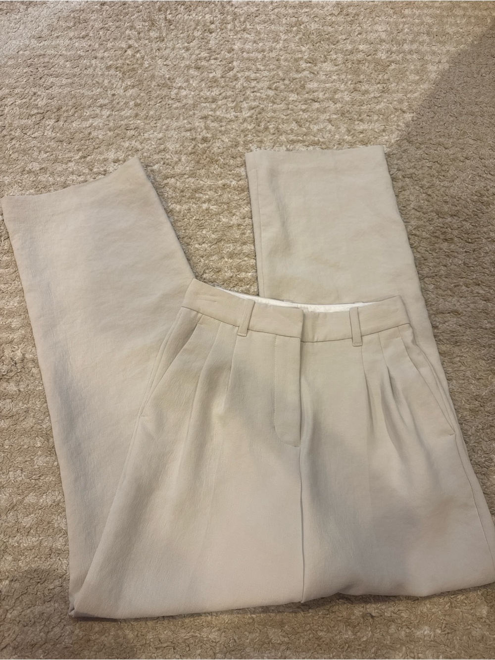 Wilfred Cream High-Rise Pleated Trousers